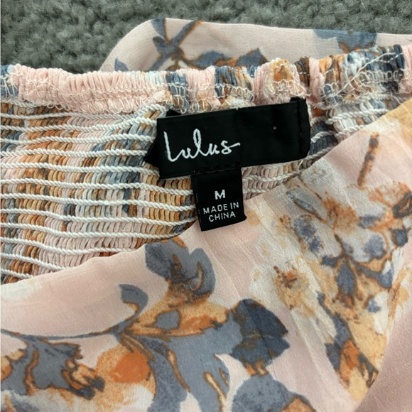 Lulus All Admiration Pink Floral Print Tie Strap Tiered Midi Dress - Size: M - Picture 3 of 3